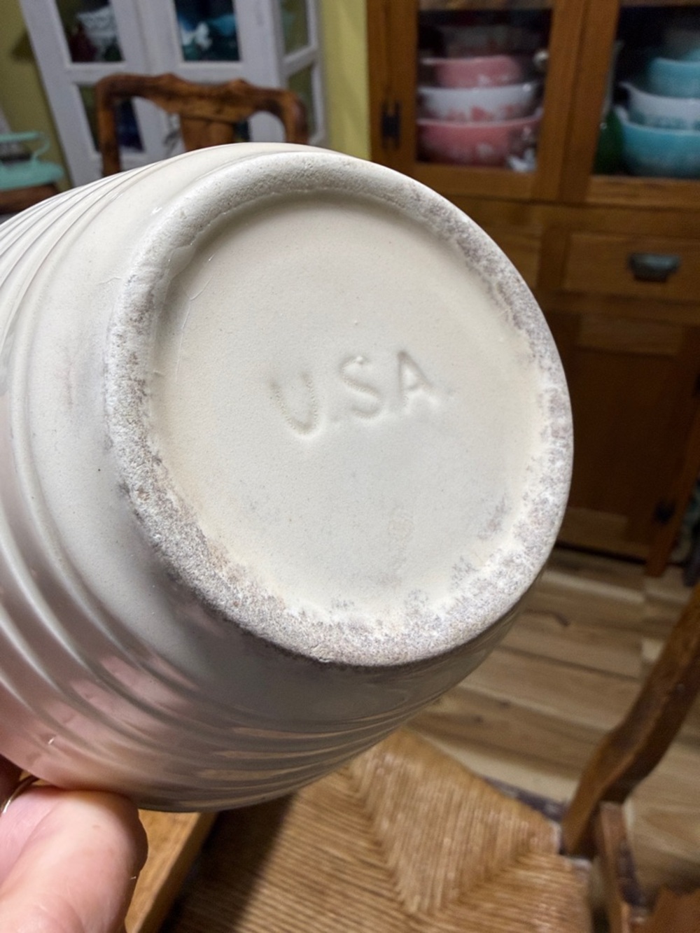 Vintage Bauer USA stoneware stained cream small cereal ribbed bee hive bowl - Picture 9 of 9